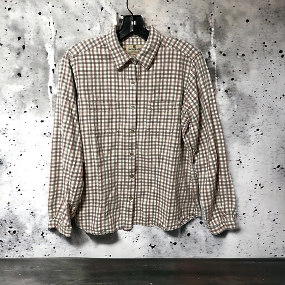 WOOLRICH Red and Gray Plaid Checkered Outdoors women's size M - Picture 1 of 7